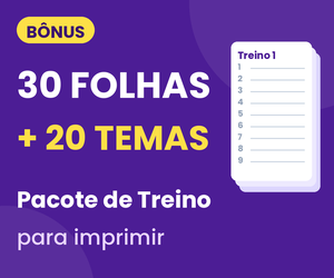 Pacote de Treino com 30 folhas de redação e 20 temas para imprimir